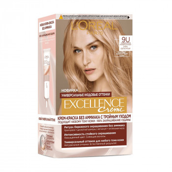Стійка безаміачна крем-фарба для волосся L'Oreal Paris Excellence Creme Universal Nudes 9U Універсальний дуже світло-русявий, 192 мл