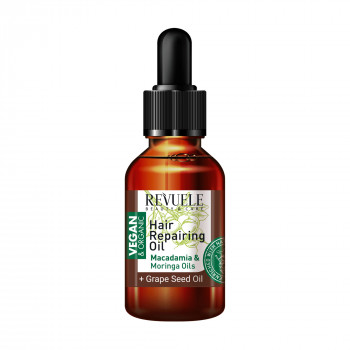 Відновлювальна олія для волосся Revuele Vegan & Organic Hair Repair Oil з екстрактом макадамії та морінги, 30 мл