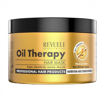 Маска Revuele Oil Therapy Hair Mask для сухого волосся, з оліями аргани, макадамії, кокосу та ши, 500 мл