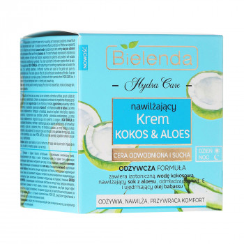 Зволожувальний крем для обличчя Bielenda Hydra Care Moisturizing Face Cream Coconut and Aloe Vera Кокос і алое вера для сухої та чутливої шкіри, 50 мл
