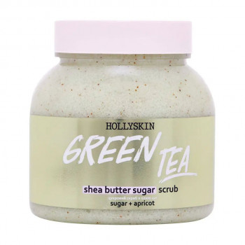 Цукровий скраб для тіла з олією ши та перлітом Hollyskin Green Tea, 300 мл