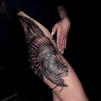 индеец, лев, тату лев