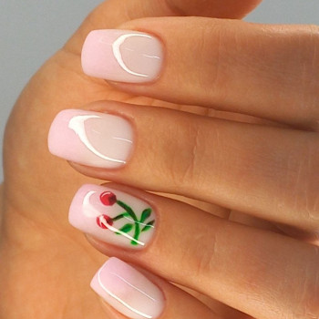 Нарощування нігтів, дизайн вишні
 