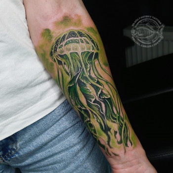 Тату кольорові акварель медуза, фото - Тату майстер Альона Iванник