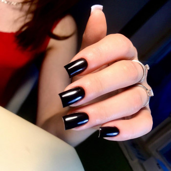 Чорний манікюр на квадратні нігті однотонний (монохромний), фото - Майстер манікюру Анна Породько
