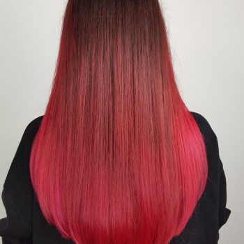 Омбре червоний колір волосся рожевий, фото - Салон краси Pro Kolir