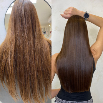 Шоколадний колір волосся брюнет коричневий, фото - Перукар-колорист Лилия Истомина