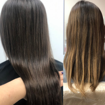 Фарбування вигорівшого волосся в один тон