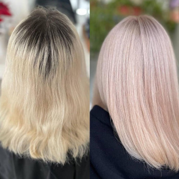 Блонд полуничний рожевий, фото - Перукар Анна Сичевська