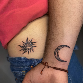 Тату сонце місяць парні, фото - Тату майстер Крістіна Носенко