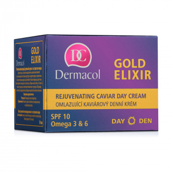 Омолоджувальний денний крем Dermacol Gold Elixir з екстрактом ікри SPF 10, 50 мл