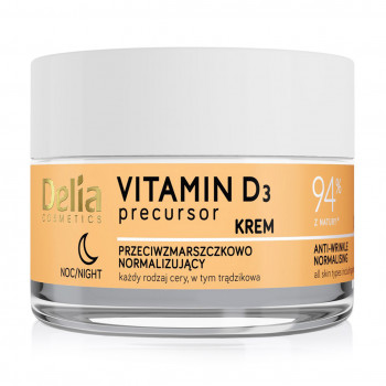 Нічний крем для обличчя проти зморщок Delia Cosmetics Vitamin D3 Precursor Night Cream з вітаміном D3, 50 мл