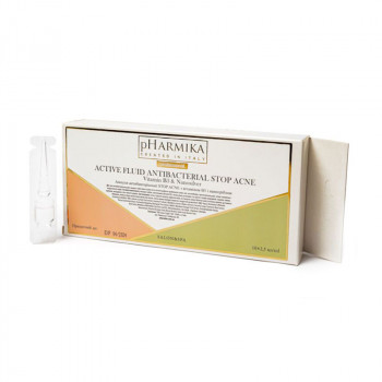Антибактеріальні ампули для обличчя pHarmika Active Fluid Antibacterial Stop Acne з вітаміном В3 і наносріблом, 10*2.5 мл