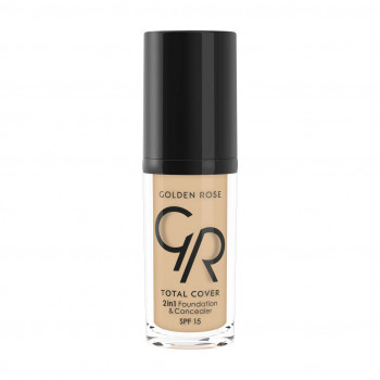 Тональний крем-коректор для обличчя Golden Rose Total Cover 2in1 Foundation & Concealer SPF 15, 02 Ivory, 30 мл