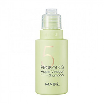 М'який безсульфатний шампунь Masil 5 Probiotics Apple Vinegar Shampoo з пробіотиками та яблучним оцтом, для чутливої шкіри голови, 50 мл