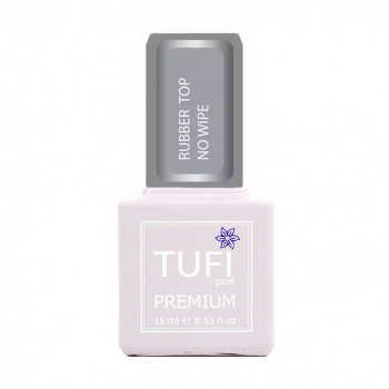 Топ для гель-лаку Tufi profi Premium Rubber Top No Wipe каучуковий, без липкого шару, 15 мл