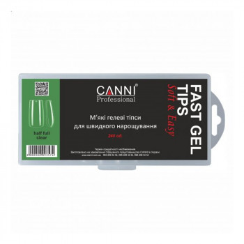 М'які гелеві тіпси для швидкого нарощування Canni Half Full Clear Fast Gel Tips, 240 шт