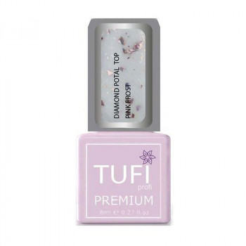 Топ для гель-лаку Tufi Profi Premium Diamond Potal Top з поталлю та шимером, Рожевий іній, 8 мл