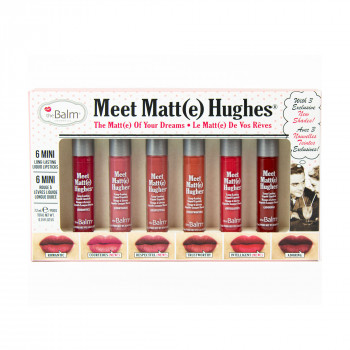 Набір рідких матових помад для губ theBalm Meet Matt(e) Hughes (Romantic + Trustworthy + Adoring + Courteous + Respectful +Intelligent), 6*1.2 мл