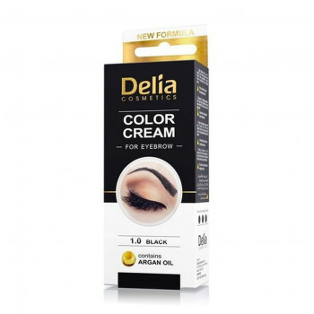 Крем-фарба для брів Delia Cosmetics Color Cream з олією аргани, 1.0 Black, 15 мл