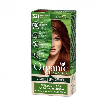 Безаміачна стійка крем-фарба для волосся Joanna Naturia Organic Permanent Color Cream 321 Chestnut, 100 мл