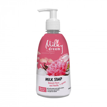Рідке крем-мило Milky Dream Дамаська троянда і ваніль + півонія, з молочним протеїном та екстрактом ванілі, 500 мл
