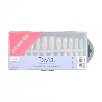 Гелеві тіпси для нарощування нігтів Divia Gel Nail Tips Овал Di1584, 240 шт