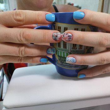 Маникюр с рисунком голубой, фото - Мастер маникюра Вікторія Кузьменко