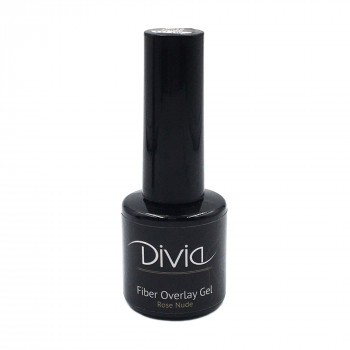 Файбер база для гель-лаку Divia Fiber Overlay Gel Di1004, з армуючими волокнами, FO06 Rose Nude з шимером, 8 мл