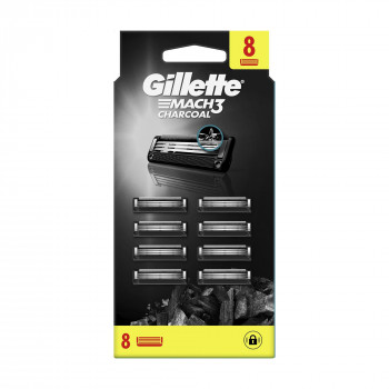Змінні картриджі для гоління Gillette Mach3 Charcoal, 3 леза, чоловічі, 8 шт