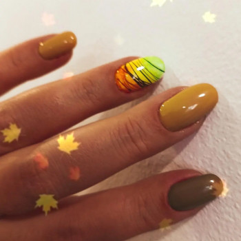 Манікюр осінь коричневий з павутинкою, фото - Майстер манікюру Мария Савченко