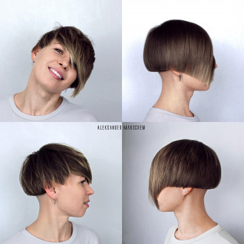 Короткая женская стрижка на короткие волосы асимметрия, фото - Парикмахер-колорист Aleksander Makscrew