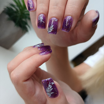 Манікюр з блискітками малюнком на квадратні нігті, фото - Майстер манікюру Аліна Страдецька