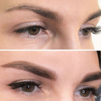 пудрові брови до та після процедури.