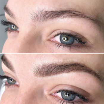 пудрові брови до та після процедури.