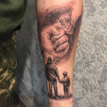Тату для хлопців на передпліччі батько та син, фото - Тату майстер Алена Мельник