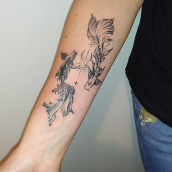 Тату на предплечье рыба, фото - Тату мастер Алена Мельник