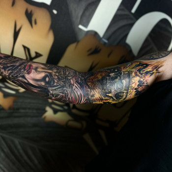 Тату для хлопців рукав дівчина, фото - Тату майстер Ігор Лавренюк