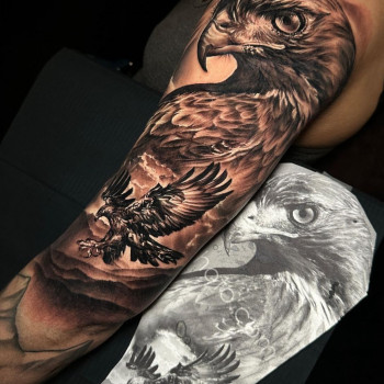 Тату для хлопців рукав орел, фото - Тату салон Free Art Tattoo