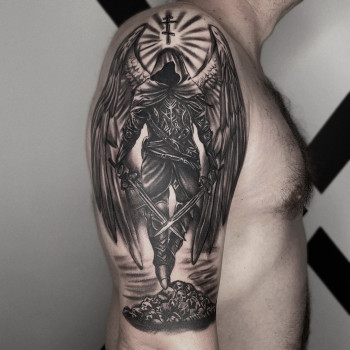 для хлопців, на плечі, янгол, тату на плечі чоловічі, тату на плечі, тату ангел, ангел хранитель
