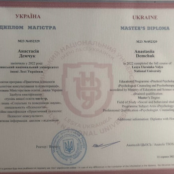 Диплом Магістра практичної психології