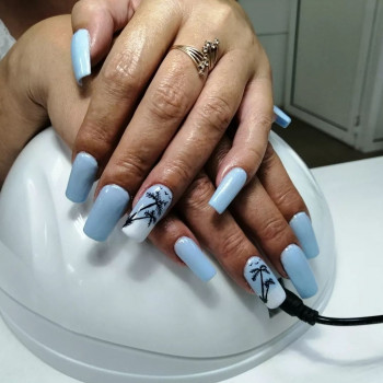 Манікюр літо з малюнком блакитний, фото - Майстер манікюру Марина Мартиненко