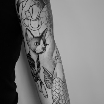 кошка, тату кот