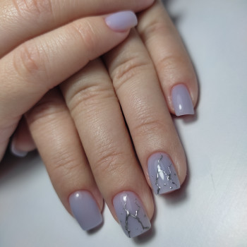 Маникюр с серебром серый, фото - Мастер маникюра Олена Стасевич