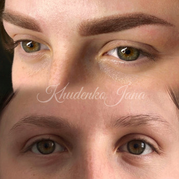 Перманентний макіяж брів до та після процедури