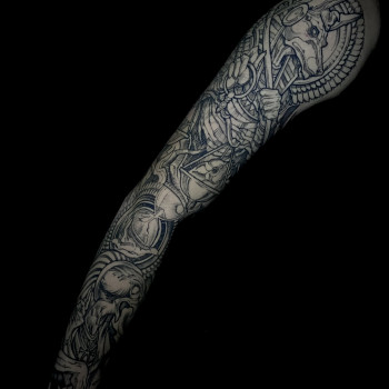 Тату мужские рукав анубис, фото - Тату салон Topor Tattoo