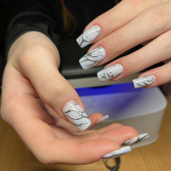 Манікюр зі сріблом текстурний, фото - Майстер манікюру Марина Пешкова