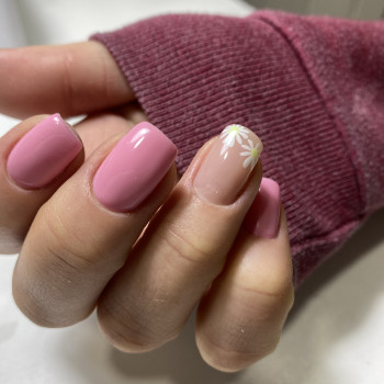 Маникюр весна розовый ромашки, фото - Мастер маникюра Тамара Сіренко