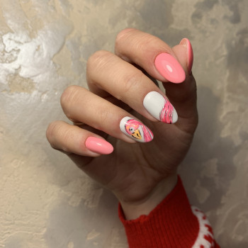 Маникюр лето с рисунком розовый, фото - Мастер маникюра Лиза Ткаченко