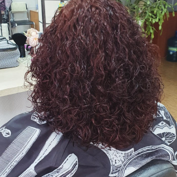   на густому фарбованому волоссі